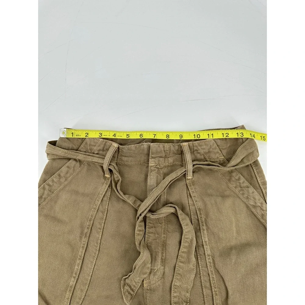 MOTHER The Chute Paperbag Shorts‎ Olive Green High Waist Tie Belt Womens 26
